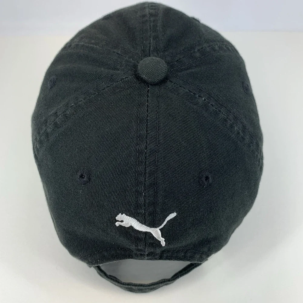 PUMA Black White Hat Adjustable Strap OSFA Unstructured Baseball Cap